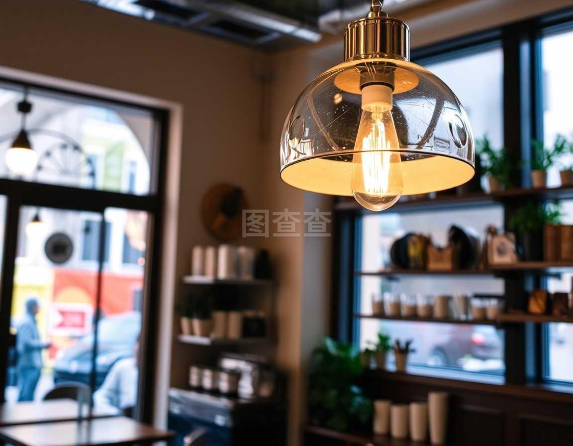 咖啡店里的台灯 点缀商铺装修的温暖光源